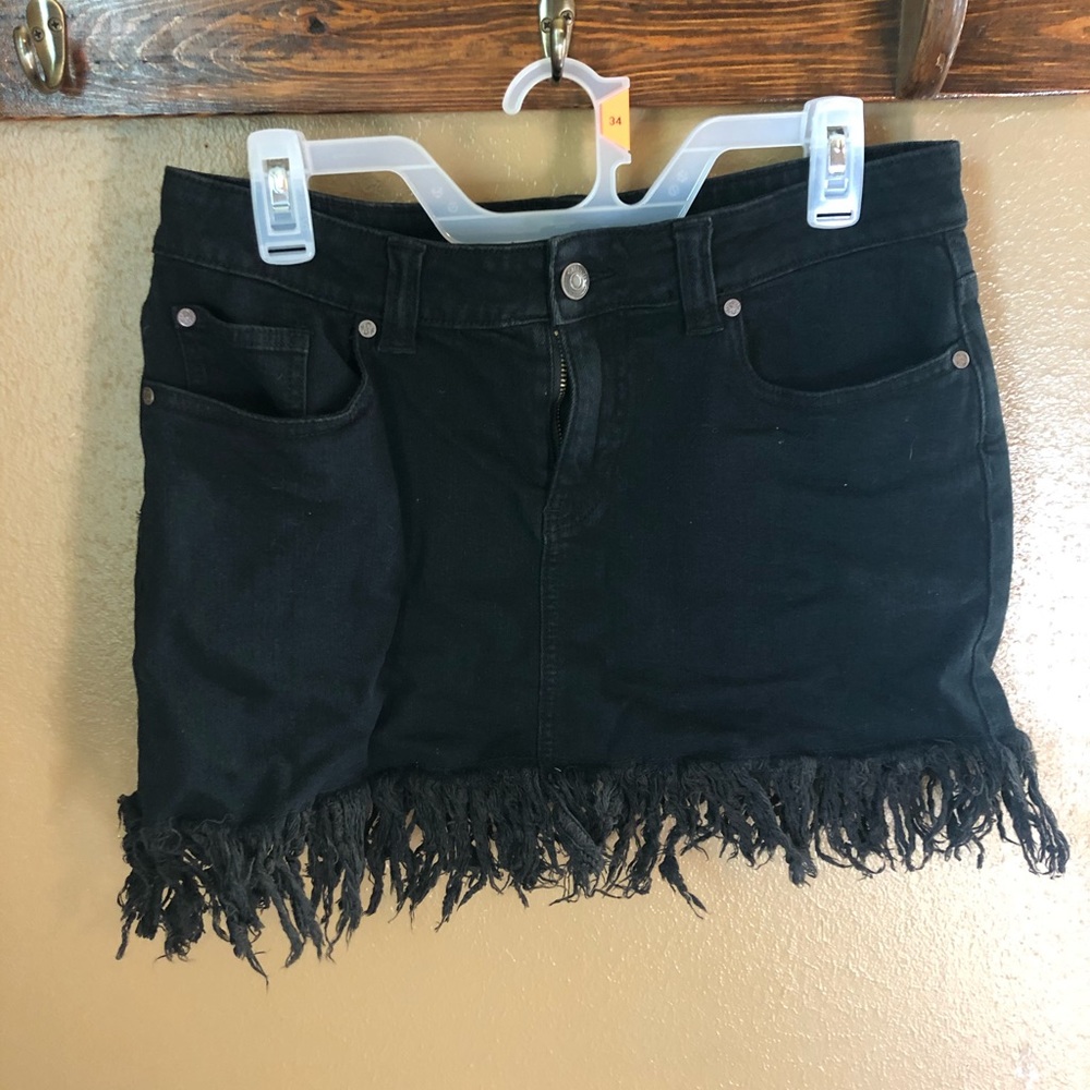 Black denim skirt